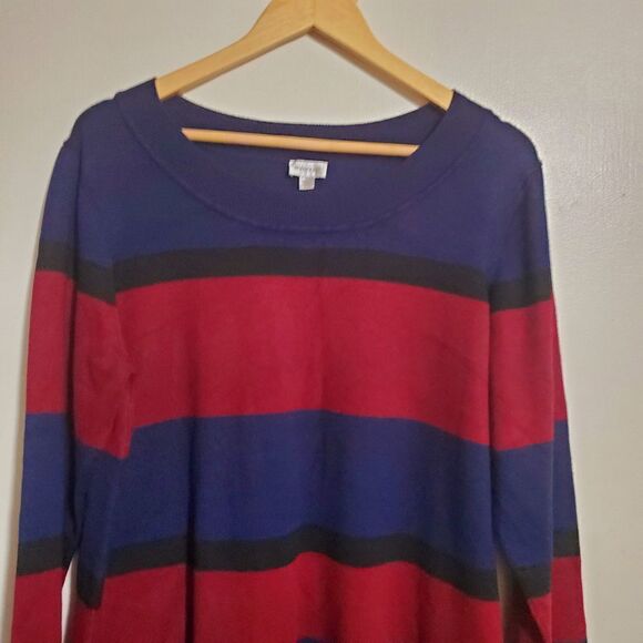 Avenue Purple & Burgandy Wide Striped Long Sleeve Dress Size 18/20 - Picture 3 of 8